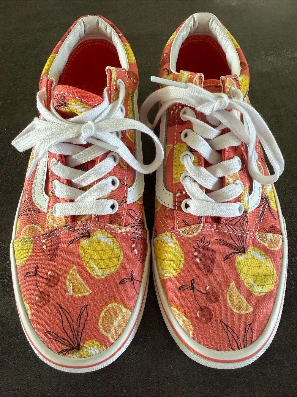 Vans Old Skool Citrus Fruit Print Sneakers Preppy Girl Junior 4 Orange Lemon NEW
